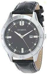 Amazon Brand - Symbol Men Leather Spring-Summer'21 Analog Black Dial W