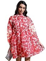 Tokyo Talkies Women’s Long Sleeves High Neck Printed Dresses | Stylish Dresses | Casual Dresses