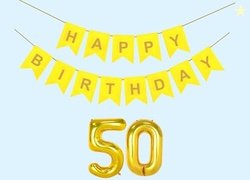 Mystic Toy Store 50th Happy Birthday Decoration Kit Yellow for 50 year