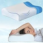 Sleepsia Breathable Cooling Gel Contour Memory Foam Pillow (21″X13.7″X3.7″) 1 Year Warranty | Neck Support Cervical Pillow for Pain – Orthopedic Ergonomic Support for Side, Back and Stomach Sleepers