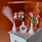 Unique 8 Inches Heart Design Ceramic Vase for Living Room & Home Decor (8 Inches), Pampas Grass Heart Ceramic Vase for Living Room, Kitchen, Garden, Vases for Home Decor (Set of 3 Vases)
