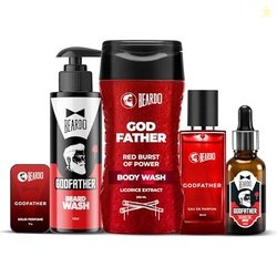 Beardo GodFather Body Wash 200ml, Solid Perfume 10g, Perfume 50ml, Bea
