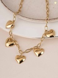 PALMONAS Gold-Plated Stainless Steel Anti-Tarnish Chunky Heart Chain N