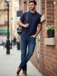 Davno Men Polo Collar T-shirt