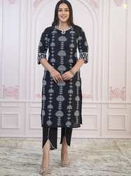 Juniper Women Floral Embroidered Regular Thread Work Pure Cotton Kurta