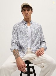 THE BEAR HOUSE Slim Fit Abstract Printed Long Sleeves Cotton Shirt