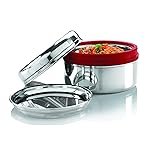 MILTON Supreme Stainless Steel Snack Box with Steel Separator Plate | Durable, Food Safe| 1 Year Warranty | 250ml Capacity | Ideal for Office, School, Travel