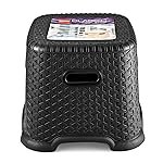 CELLO Classic Perfect Posture Plastic Stool | Plastic Stool for Sittng | Light Weight & Stackable | Ideal for Kitchen, Suitable for Home, Office, Hotel & Bathroom |Small | Black