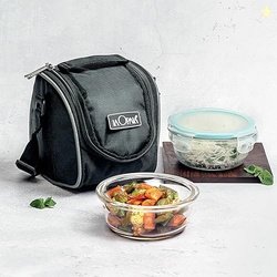 La Opala Cook Serve Store 100% Borosilicate Glass Vertical Lunch Box w
