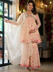 Varanga Alia Cut Floral Print Mirror Embroidered Lace Detailed Alia Ku