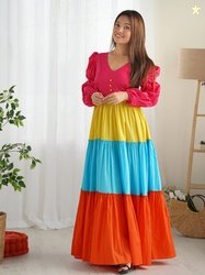 FFI Colourblocked A-Line Maxi Dress