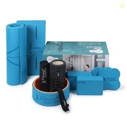 Fitness Mantra 7 Props Yoga Kit| 1N TPE Mat, 1N Wheel, 1N Massage Roll