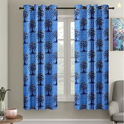 Cortina Floral Light-Filtering Polyester Curtains 9 feet Long Set of 2