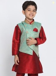 JBN Creation Boys Woven Design Mandarin Collar Nehru Jackets