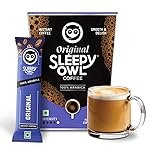 Sleepy Owl Original Freeze Dried Coffee Sachets | 20g – Pack of 10 x 2g Instant Coffee Powder Sachets | 100% Arabica Beans | Aromatic Coffee Pouch | Rich & Smooth | Easy to Use & Carry