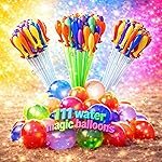 GRAPHENE Set of 3 Bunch 111 Holi Magic Water Balloons With Tap Adapter Automatic Latex Non Toxic Vibrant Color Quick Fill Easy Tie Water Balloon Summer Fight Holi Celebration for Unisex Kids Boy Girl