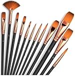 Eclet Craft Painting Brushes Set of 12 Professional Round Pointed Tip Nylon Hair Artist Acrylic Paint Brush for Acrylic/Watercolor/Oil Painting(N)