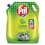 Pril Lime Liquid Dishwash Gel – 2 Litre Pouch | Dish Cleaning Liquid Gel with German Technology – Active Power Molecules Leaves No Residue, Grease Cleaner For All Types of Utensils