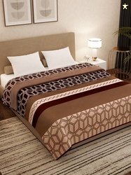 Story@home Brown Geometric AC Room 300 GSM Double Bed Blanket