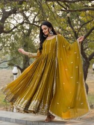 KALINI Women Ethnic Motifs Embroidered Tiered Sequinned Kurta with Tro