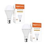Amazon Basics – Rechargeable 9W LED Emergency Inverter Bulb, Cool White (Base B22, Pack of 2)