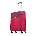 Aristocrat Striker Medium Size Soft Check in Luggage (69 Cm)|Spacious Polyester Trolley with 4 Spinner Wheels and Combination Lock|Dazzling Maroon|Unisex|3 Years Warranty