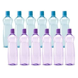 MILTON Pacific 1000 Water Bottle 1 Litre each, set of 12, Purple and S