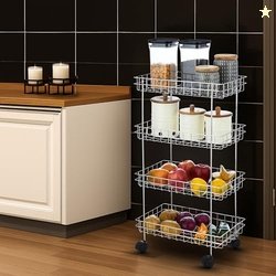 Amazon Brand - Solimo 4-Layer Stainless Steel Kitchen Storage Rack | F