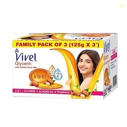Vivel Glycerin Bathing Bar Soap for Soft Moisturized Skin with Pure Al