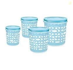 MILTON Storex Plastic Storage Jars & Containers Set of 4 (1.13L, 2L, 3