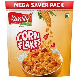 Kwality Corn Flakes 1kg | Made with Golden Corns | 99% Fat Free, Natur
