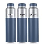 PEXPO Crown 1000 ISI Certified Stainless Steel Fridge Water Bottle – 950ml (Pack of 3)| Single Wall | Lightweight & Leakproof | For Home, Office, Gym, School, Yoga, Outing – Silver&Denim Blue