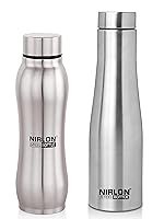 NIRLON Stainless Steel Water Bottle | Gym Bottle | Fridge Bottle|Set of 2 [Ozone 750ml & Tall Bell 1000ml]