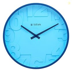 Titan Contemporary Blue Wall Clock with Overlayed Numbers - 29.5 cm x
