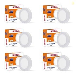 Surya 4W Super Striker LED Surface Light | 6500K Ceiling Light for Hom