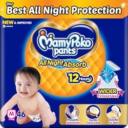 Mamypoko pants All night absorb| Pant Style Baby Diapers Medium Size(M