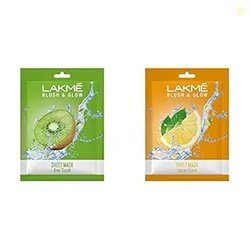 Lakme Blush & Glow Kiwi Sheet Mask, 25 ml & Lakme Blush & Glow Lemon S