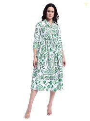 PURVAJA Womens Maxi Cotton Blend Dress (Floe-283-L_Green)