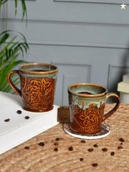 Aapno Rajasthan Sankalp Name Personalised Brown Floral Ceramic Handmad