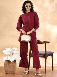 Anouk Band Collar Pure Cotton Tunic With Trouser