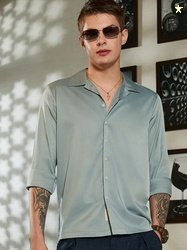 Campus Sutra Men Comfort Cuban Collar Solid Cotton Casual Shirt