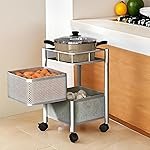 Storage Rack | 360Â° Revolving Vegetable Kitchen Rack | Square Multipurpose Storage Trolley with Wheels | Metal Fruit Storage Rack | Kitchen Cabinet Spice Rack (Silver, 2 Layer)