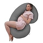 GADDA CO Pregnancy Pillows for Sleeping C-Shape Full Body Pillow and Maternity Support – for Back, HIPS, Legs, Belly for Pregnant Women with Removable Washable Velvet Cover (Grey)