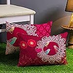 STITCHNEST Set of 2 Polycotton Cushion Covers â Pink & Orange Traditional Bird Print â 12×18 Inches â Ethnic Decorative Cushion Covers for Sofa & Living Room