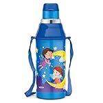 MILTON Kool Steelight 400 Kids Plastic Insulated Water Bottle with Straw, 380 ml, Sipper Bottle, Leak Proof, BPA Free, Food Grade, School & Picnic Bottle, Pearl Blue