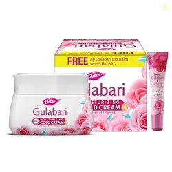 Dabur Gulabari Moisturizing Cold Cream 100gm + Lip Balm 8gm (Free) | W