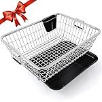 TEX-RO Stainless Steel Dish Drying Rack for Kitchen with Drainer Tray & Cutlery Holder | Utensils Drying Rack & Dish Drainer Basket | Bartan Stand Steel | Large 56x43x23 cm, Chrome Finish