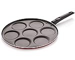 NIRLON Non Stick Aluminium 7 Cavity Appam/Uttapam/Pan Cake Maker Uttapam Tawawith Handle(26mm_Classic_UP7)