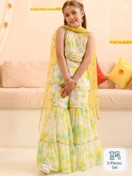 pspeaches Girls Abstract Printed Sequinned Regular A-Line Kurta & Shar