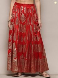 Biba Woven Design Maxi Flared A-Line Skirt